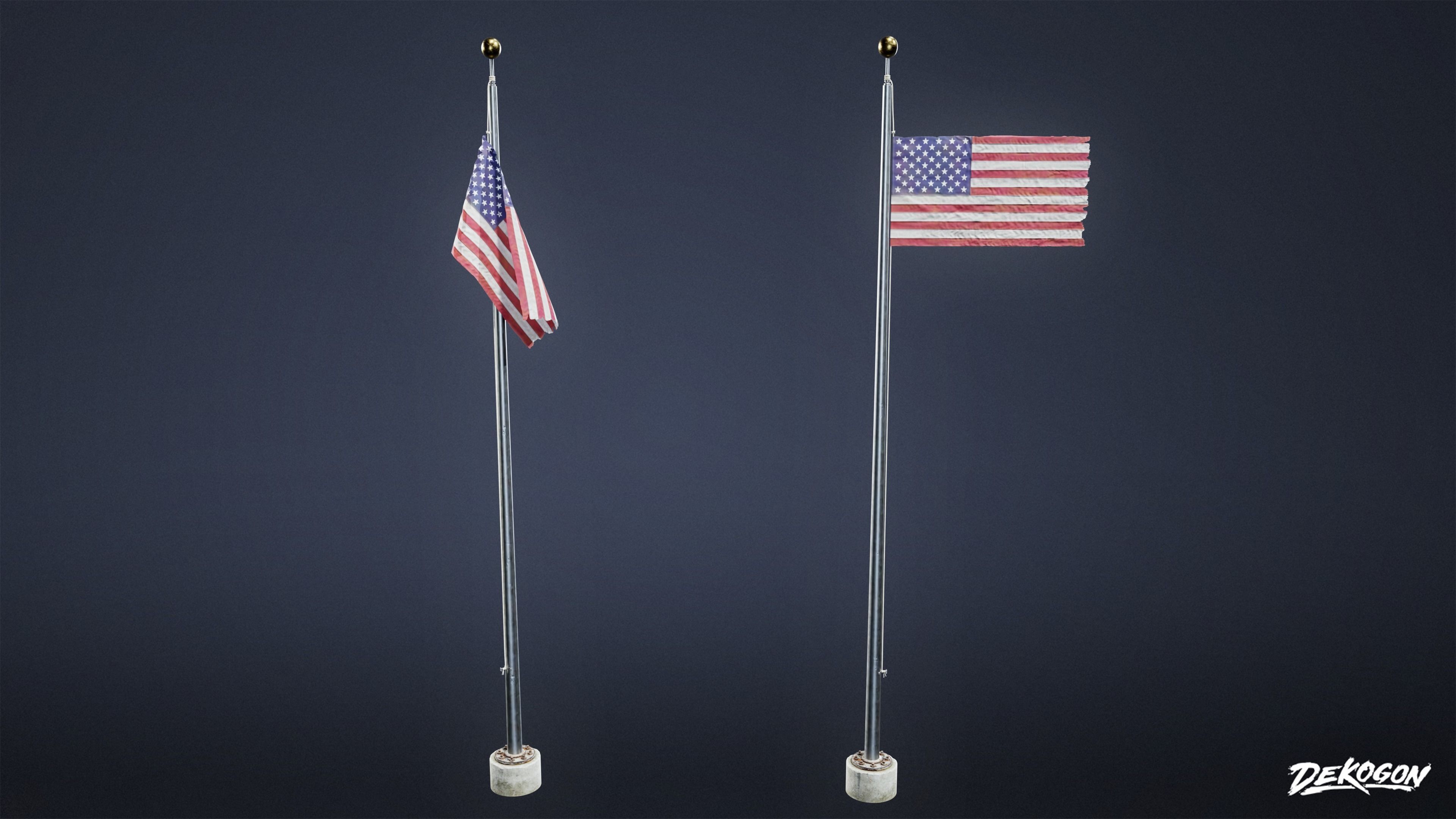 SIGNAGE - Flagpole Tall 01 - LOW POLY AND NANITE Low-poly 3D model_7