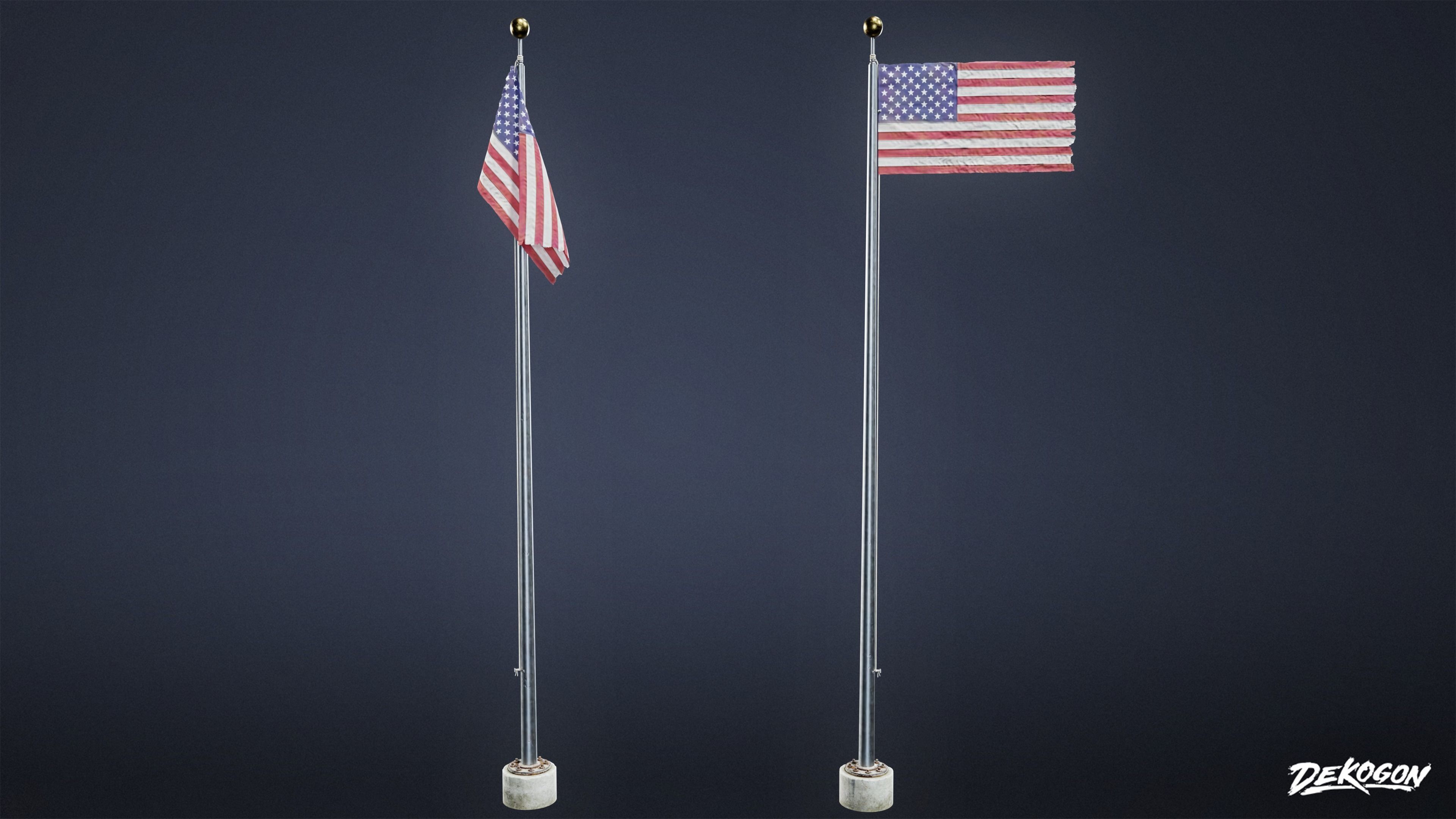 SIGNAGE - Flagpole Tall 01 - LOW POLY AND NANITE Low-poly 3D model_2