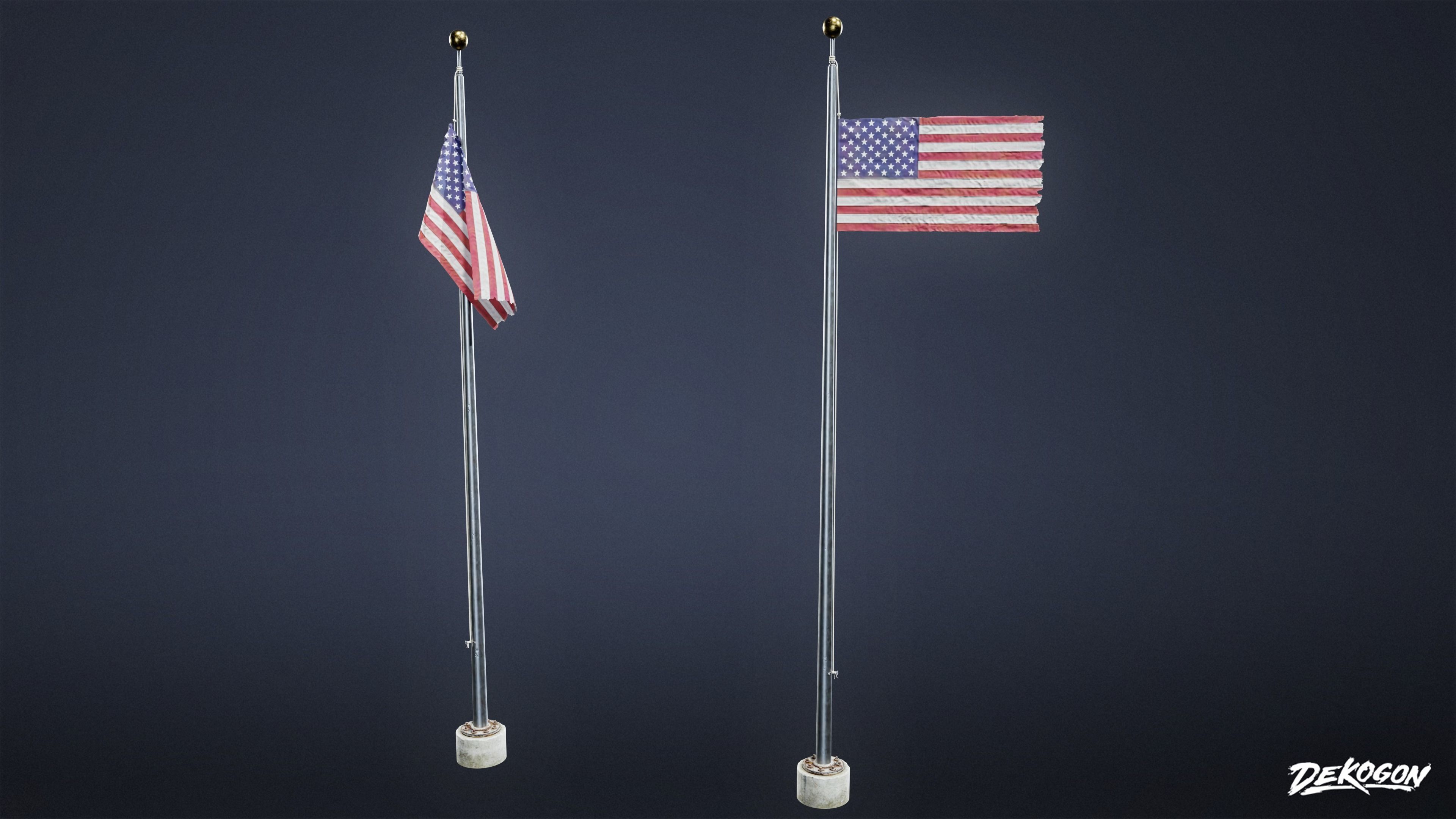 SIGNAGE - Flagpole Tall 01 - LOW POLY AND NANITE Low-poly 3D model_8