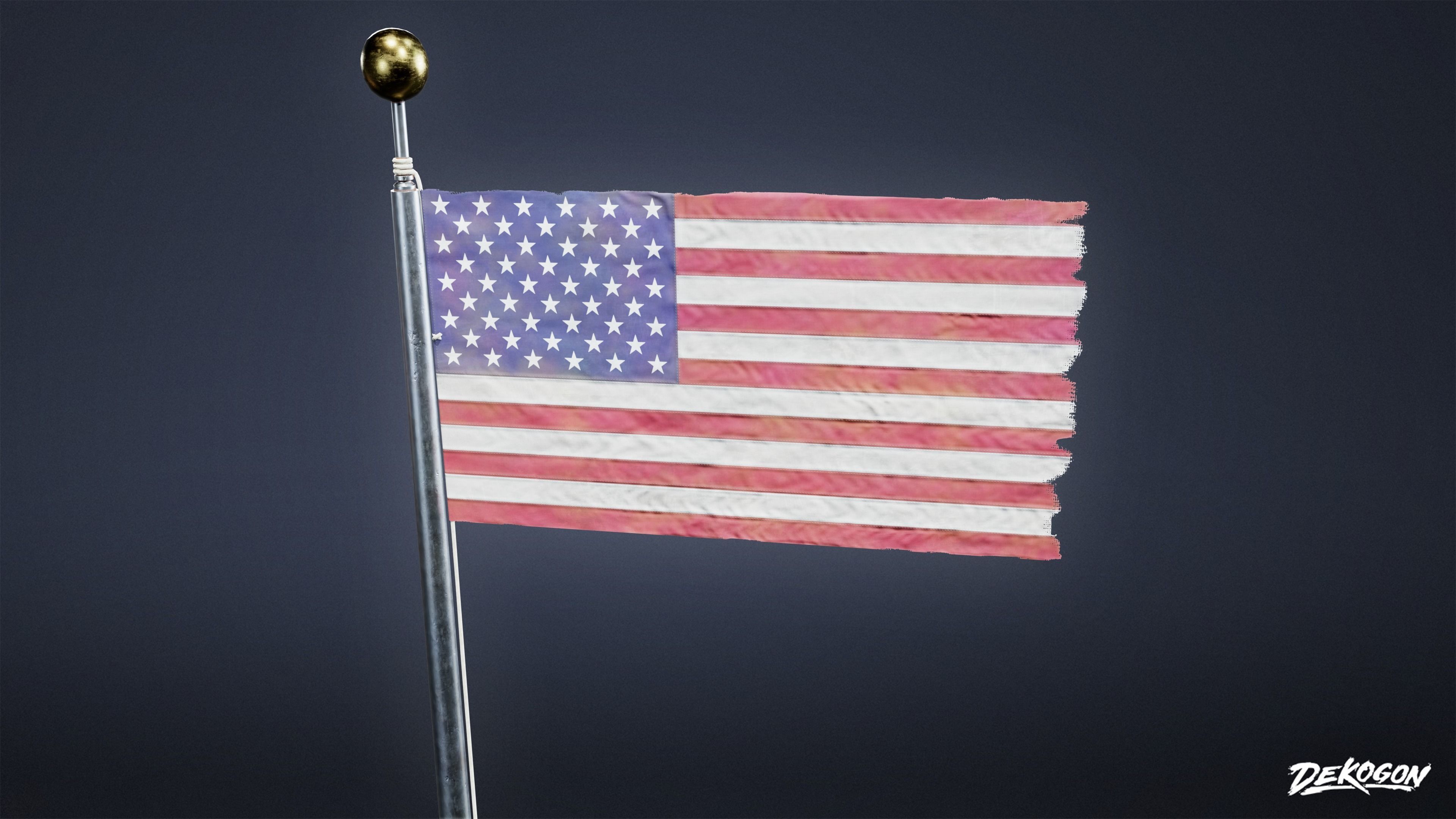 SIGNAGE - Flagpole Tall 01 - LOW POLY AND NANITE Low-poly 3D model_5