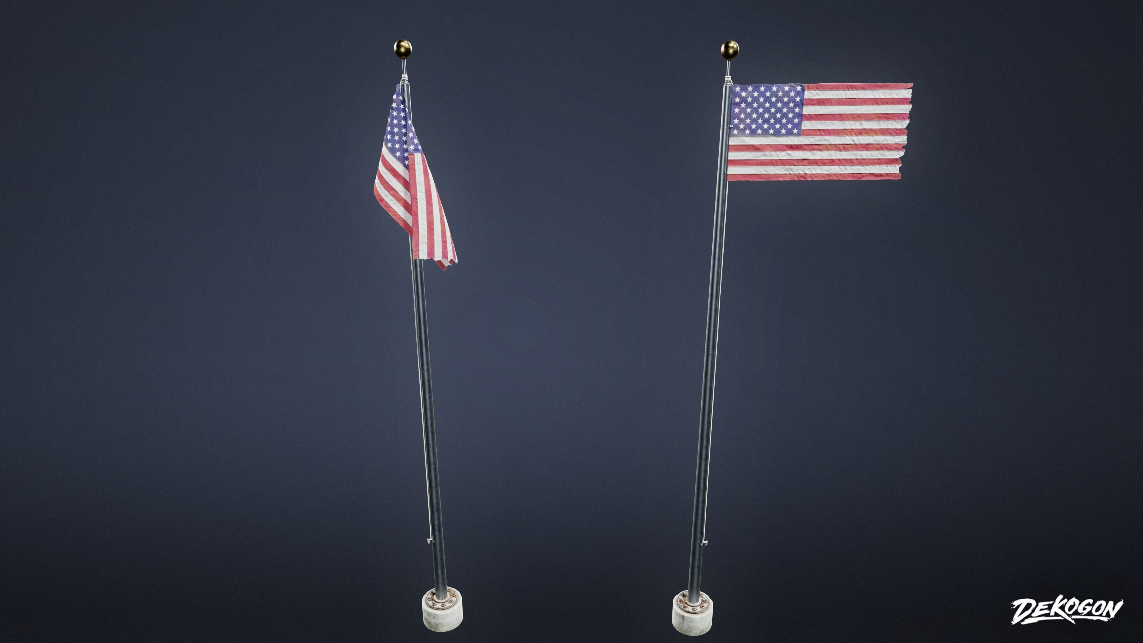 SIGNAGE - Flagpole Tall 01 - LOW POLY AND NANITE Low-poly 3D model_3