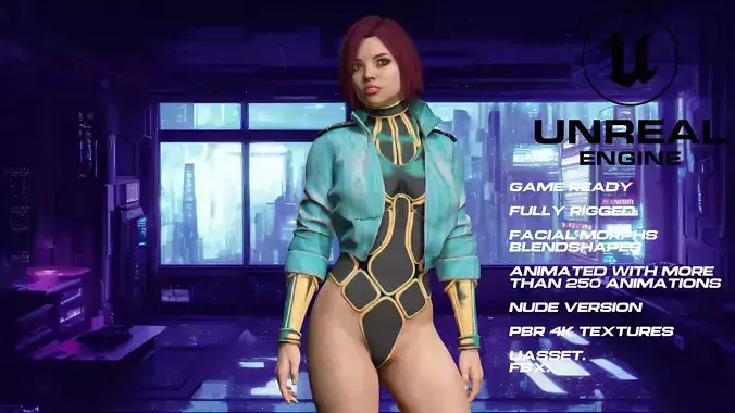 scifi girl full rigged - game ready - animated Low-poly 3D model