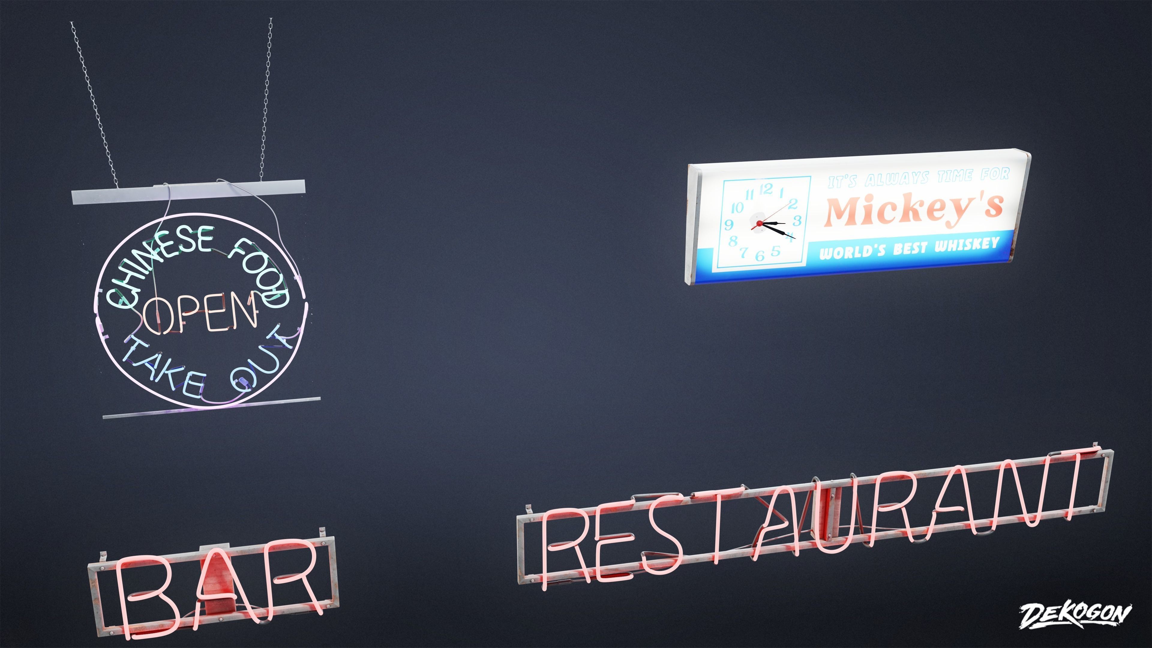 SIGNAGE - Neon Sign Set 17 - LOW POLY AND NANITE Low-poly 3D model_20