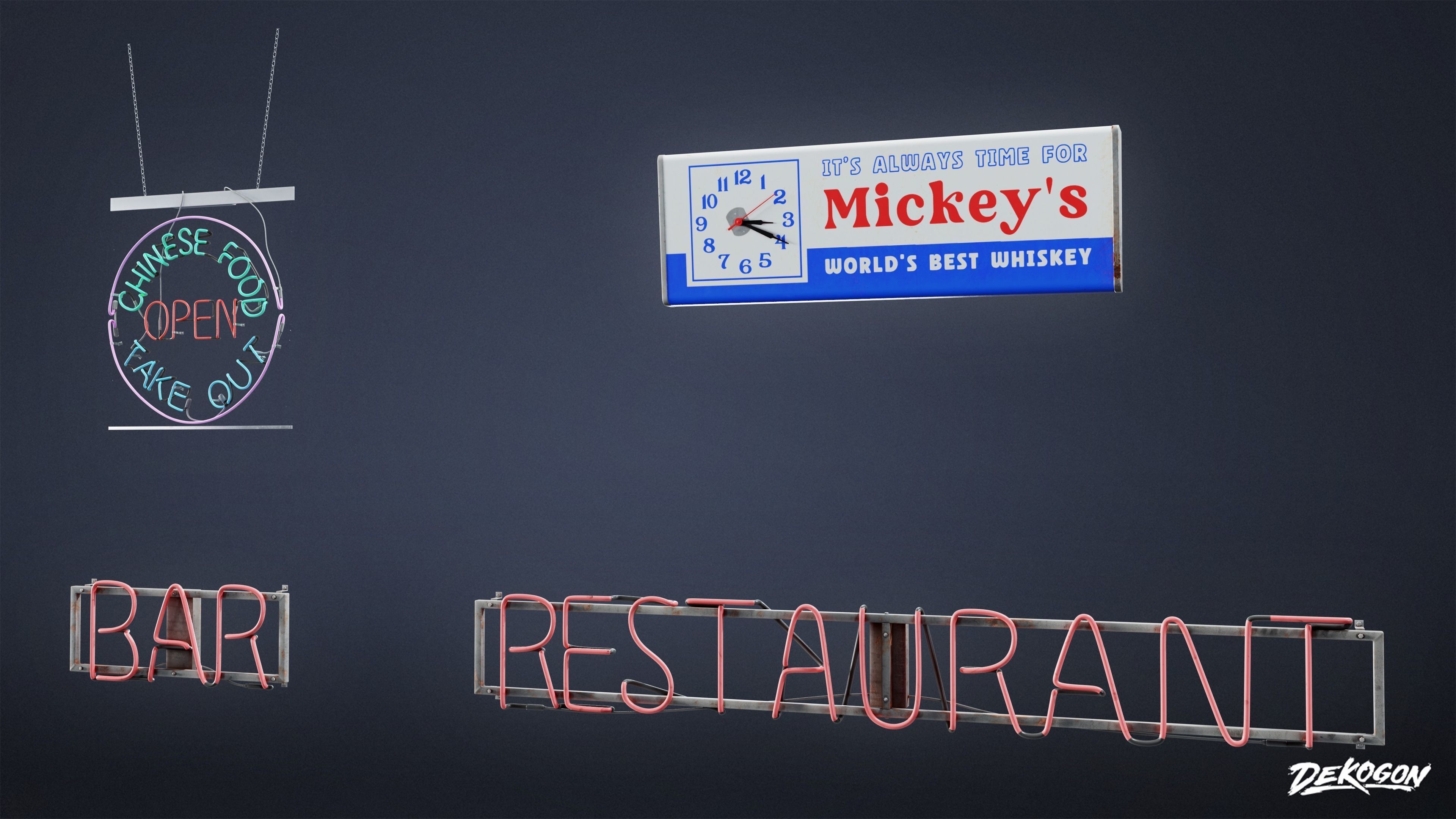 SIGNAGE - Neon Sign Set 17 - LOW POLY AND NANITE Low-poly 3D model_9