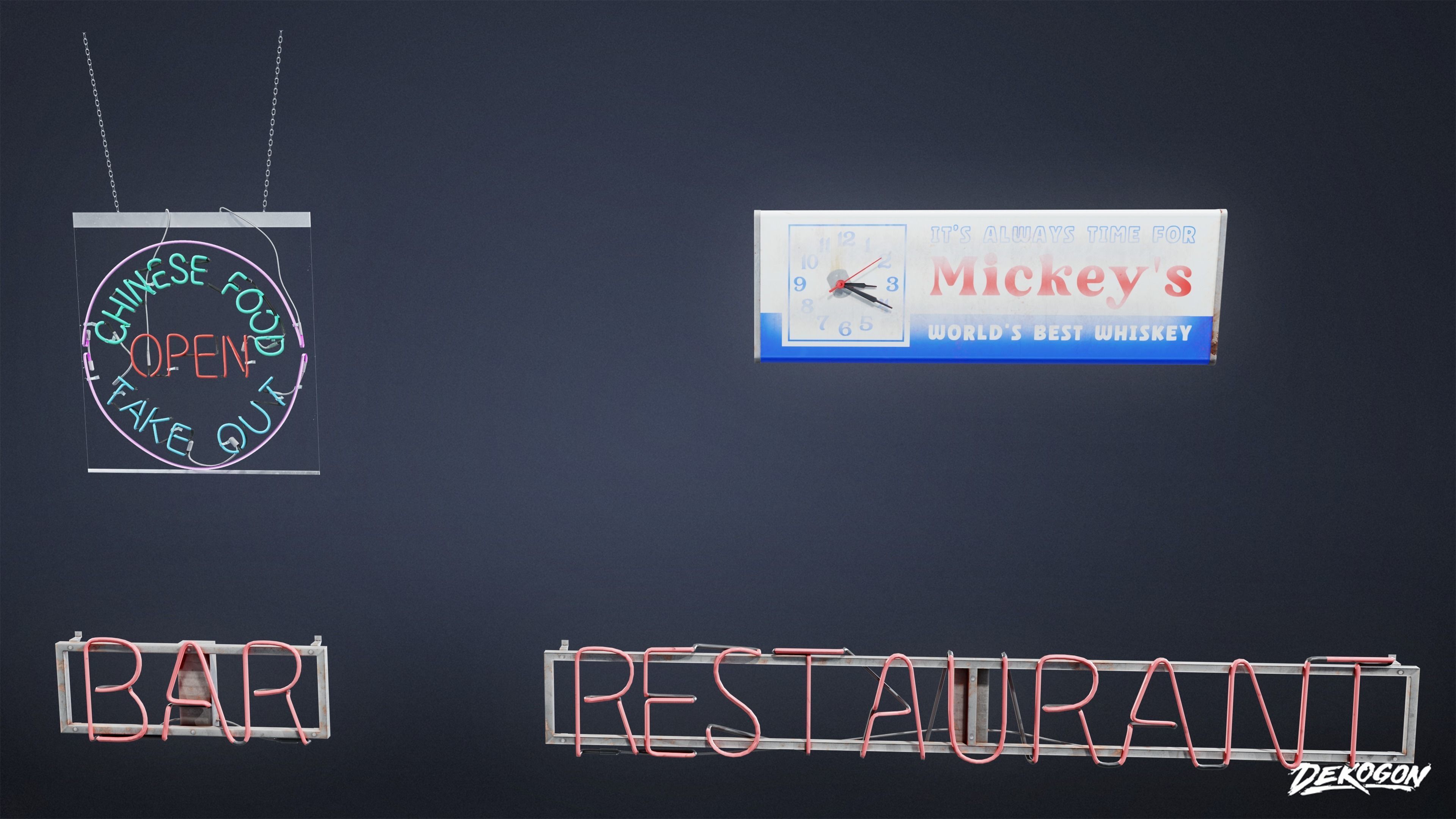 SIGNAGE - Neon Sign Set 17 - LOW POLY AND NANITE Low-poly 3D model_2