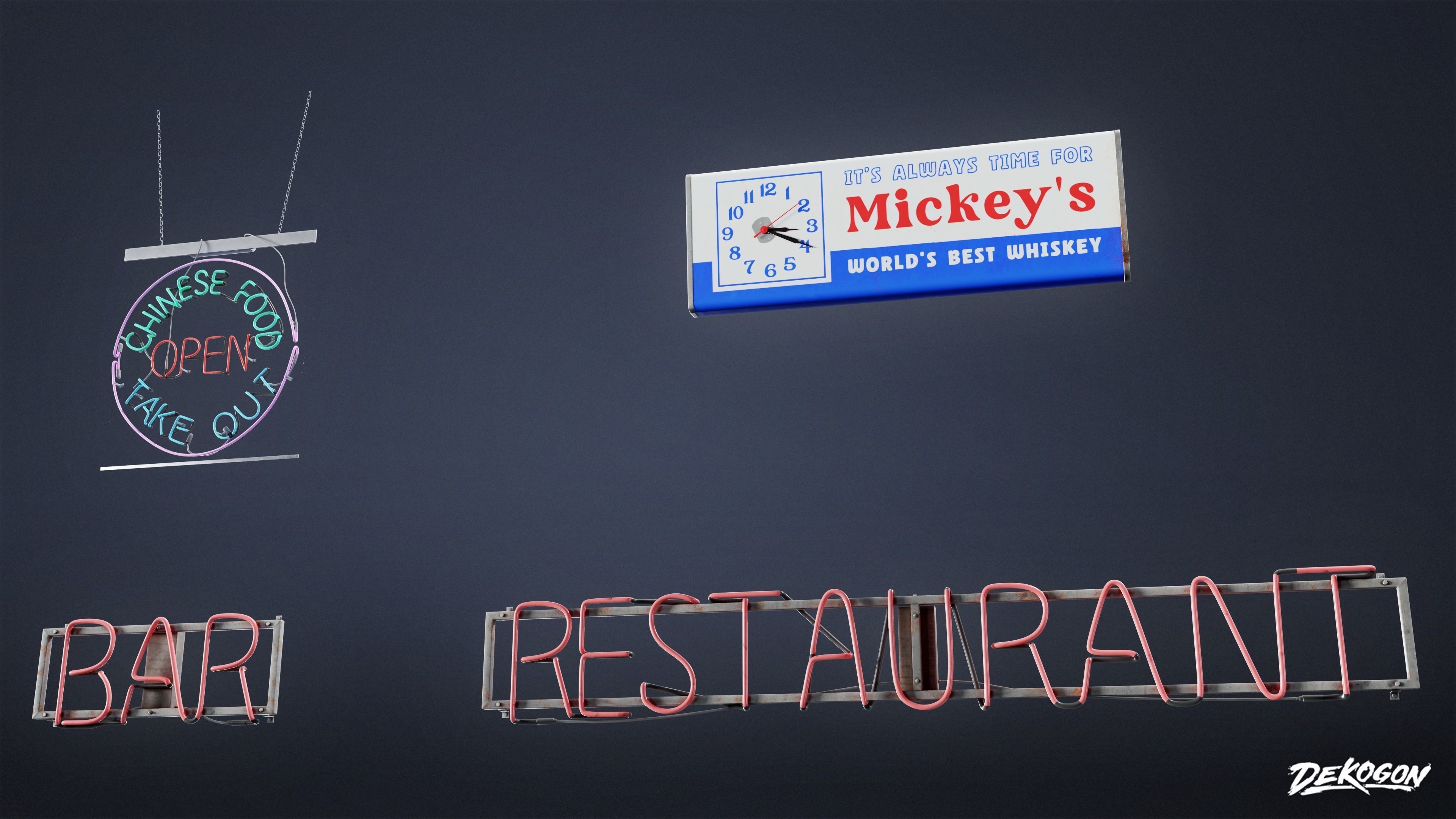 SIGNAGE - Neon Sign Set 17 - LOW POLY AND NANITE Low-poly 3D model_13