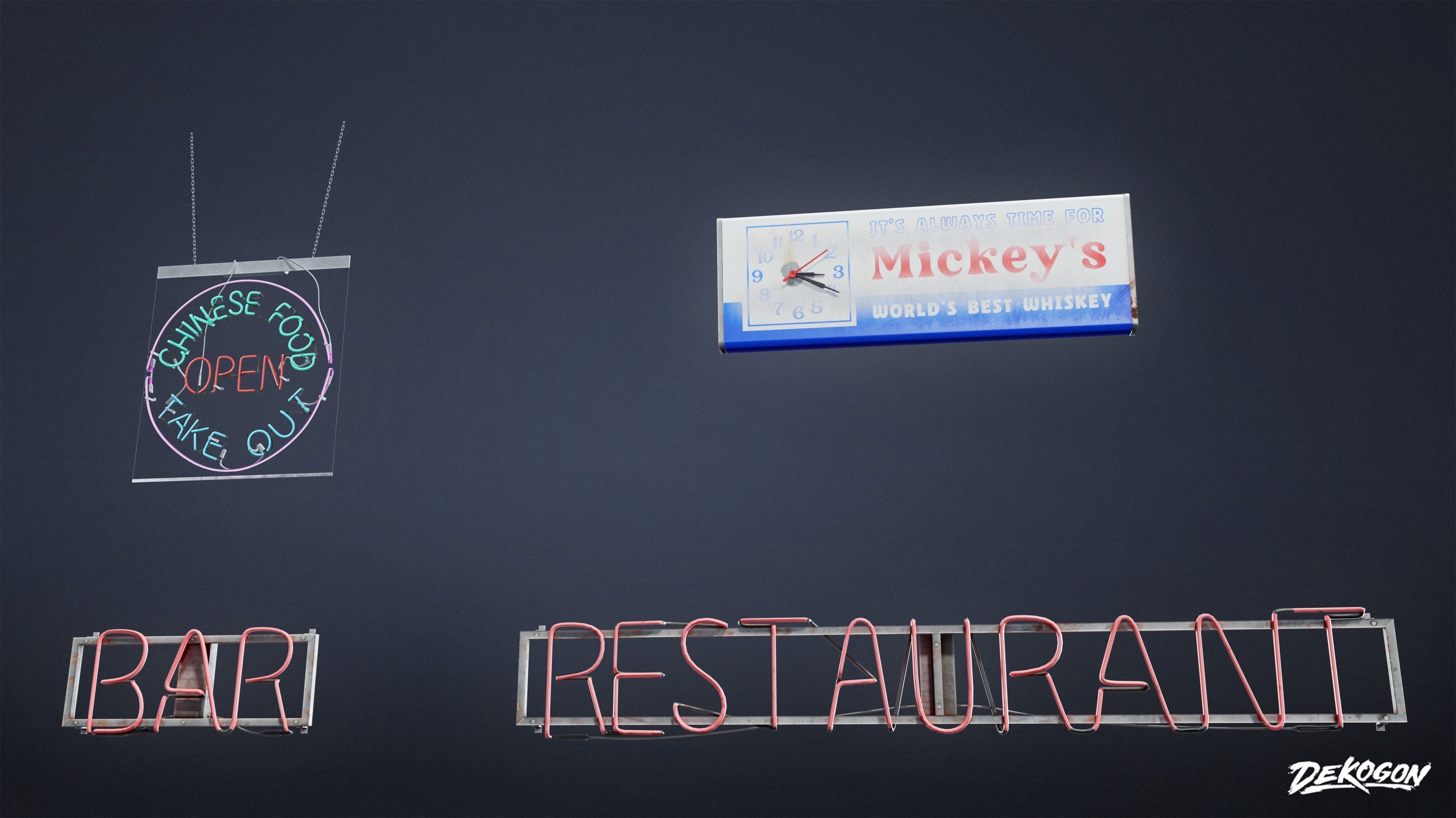 SIGNAGE - Neon Sign Set 17 - LOW POLY AND NANITE Low-poly 3D model_4