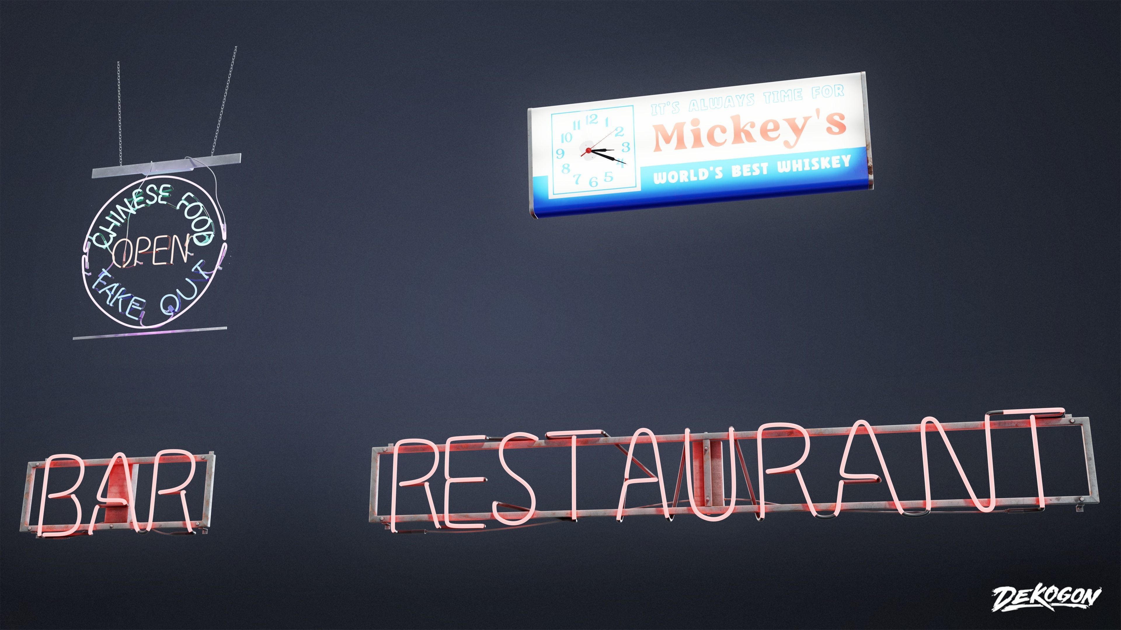 SIGNAGE - Neon Sign Set 17 - LOW POLY AND NANITE Low-poly 3D model_18