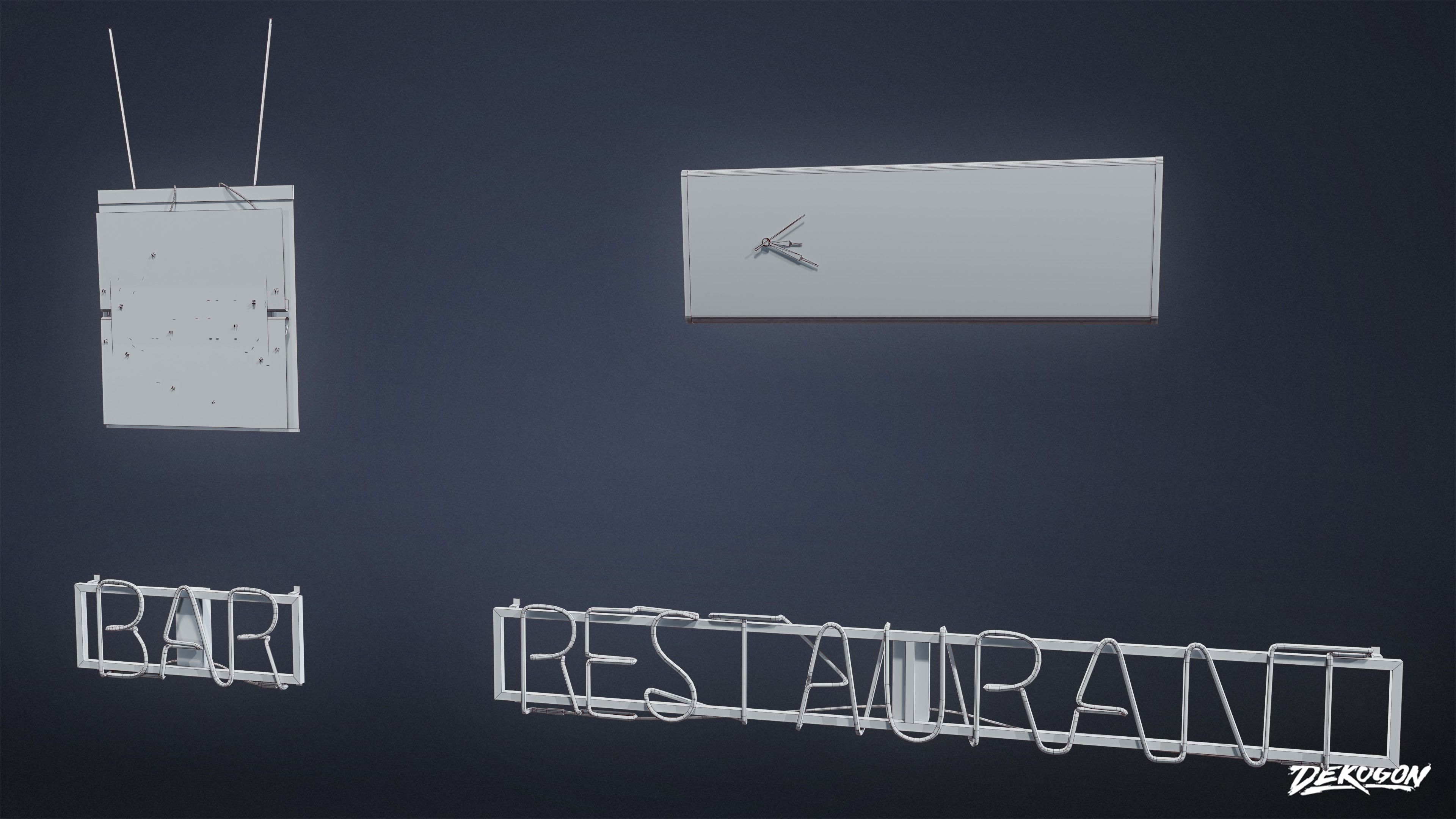 SIGNAGE - Neon Sign Set 17 - LOW POLY AND NANITE Low-poly 3D model_1