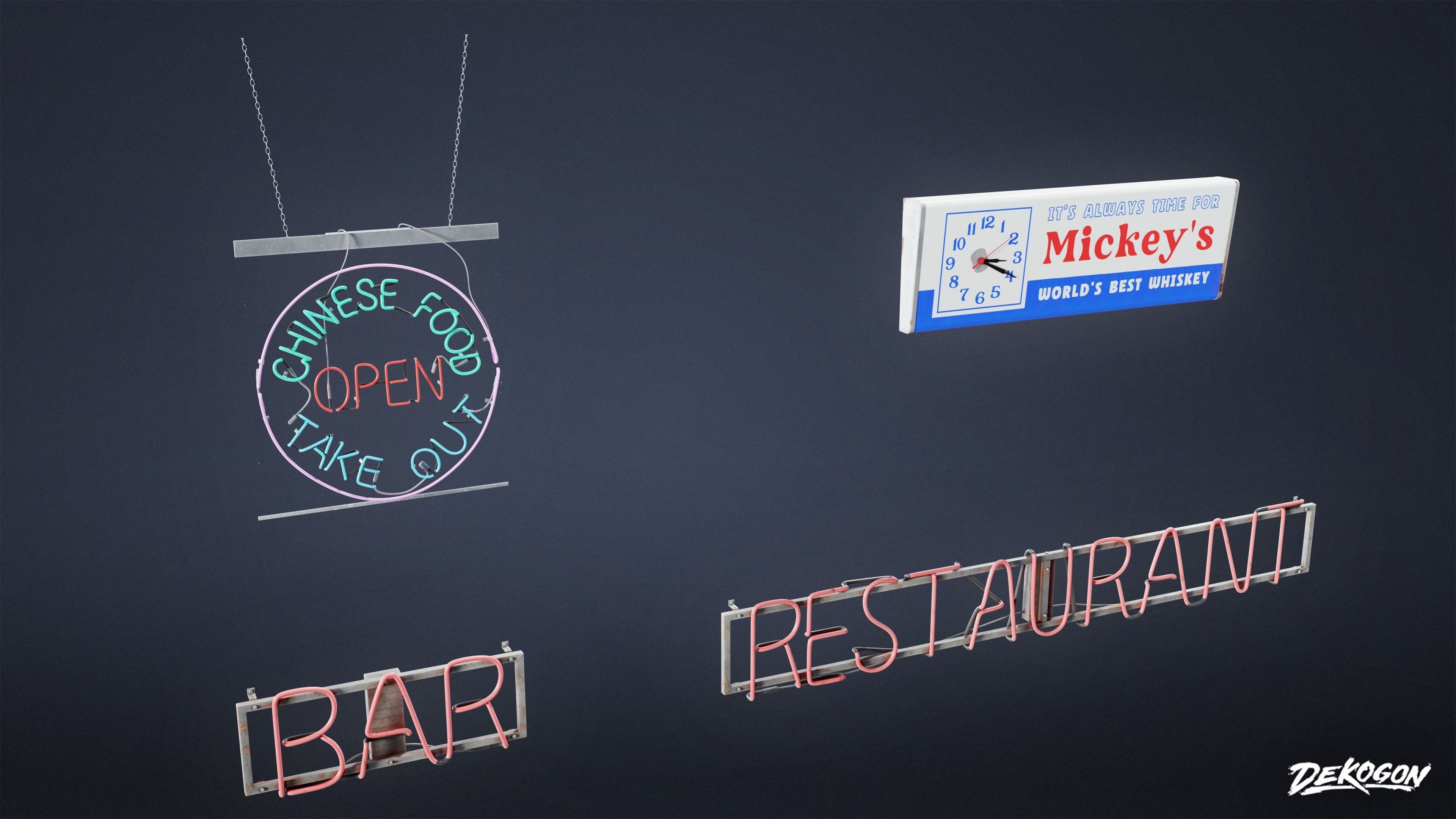 SIGNAGE - Neon Sign Set 17 - LOW POLY AND NANITE Low-poly 3D model_12