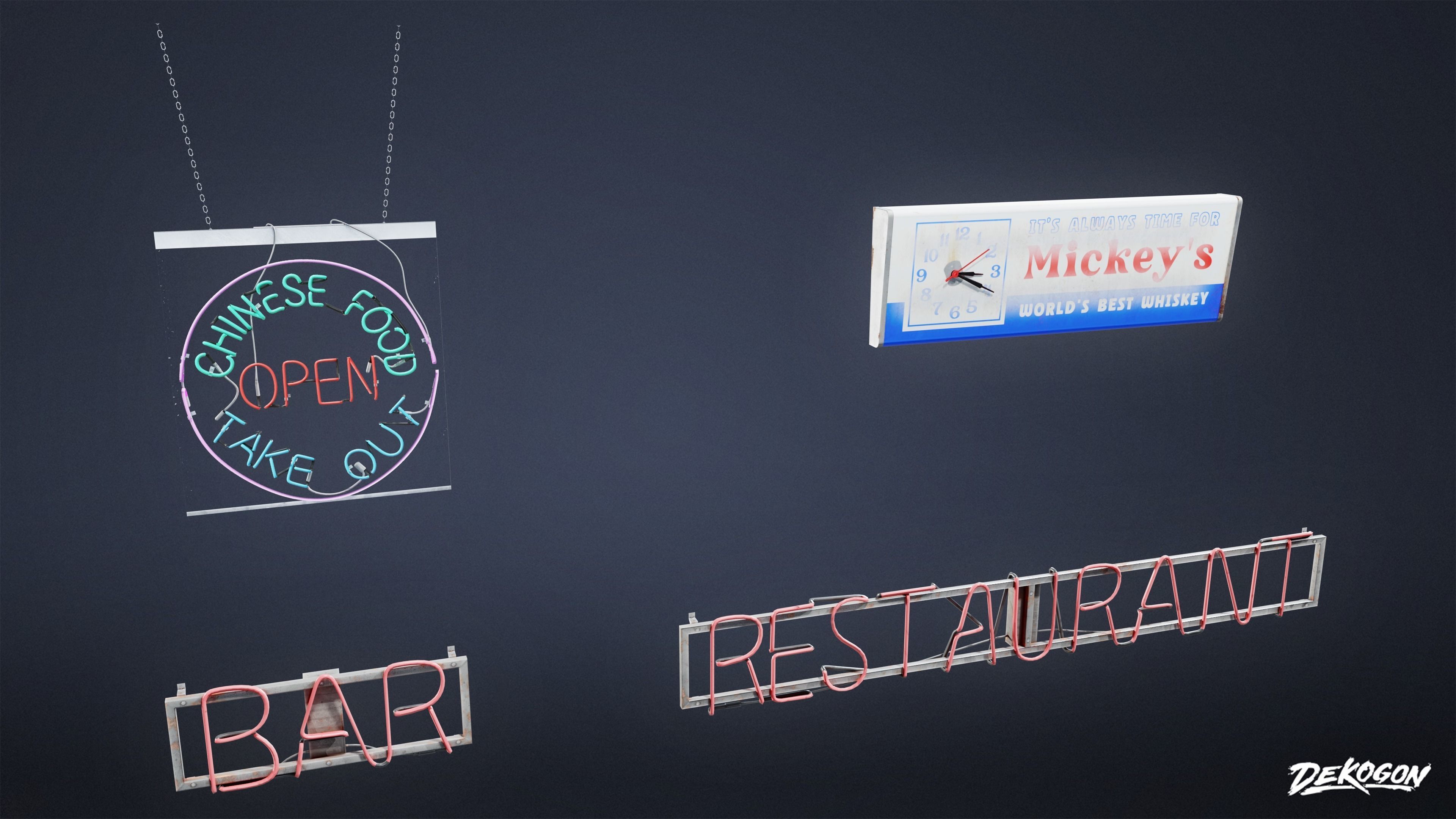 SIGNAGE - Neon Sign Set 17 - LOW POLY AND NANITE Low-poly 3D model_3