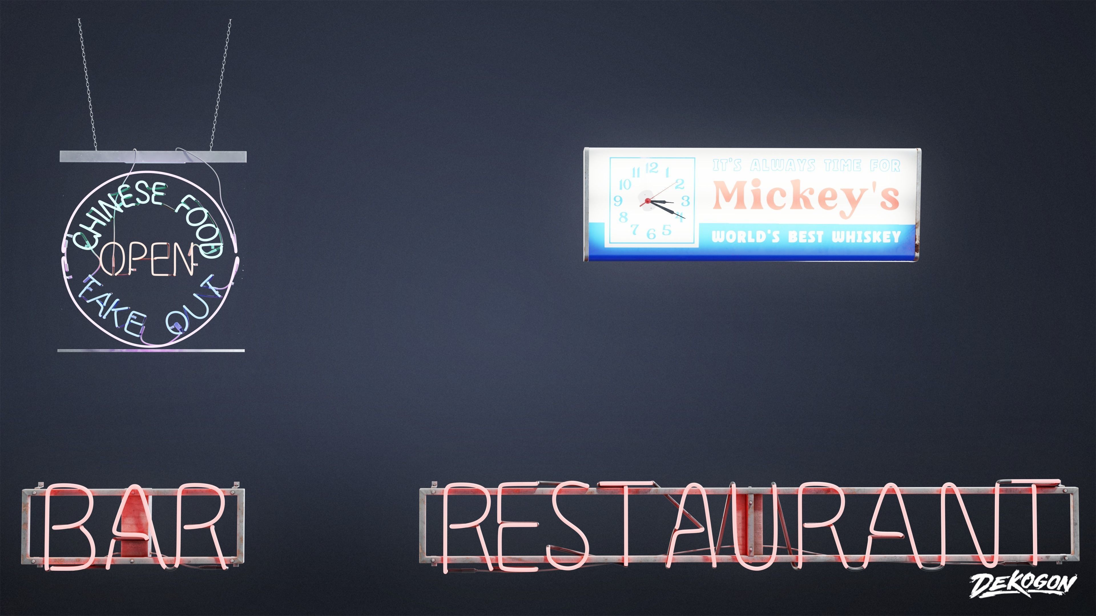 SIGNAGE - Neon Sign Set 17 - LOW POLY AND NANITE Low-poly 3D model_19