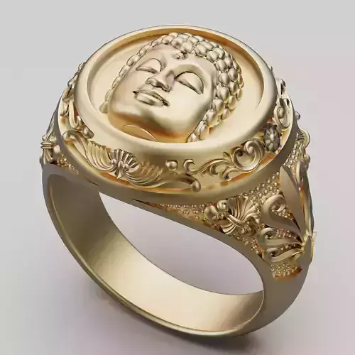 Buddha ring leaves silver gold jewelry printable 3D model