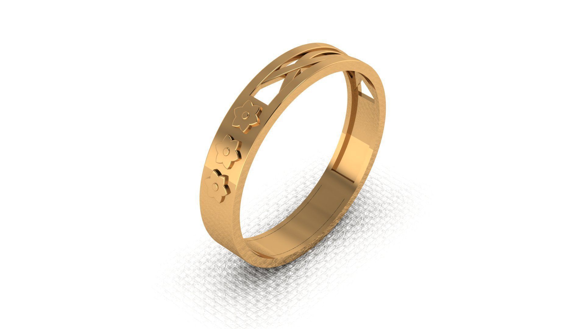 Golden Ring With Flowers Print 3D print model_4