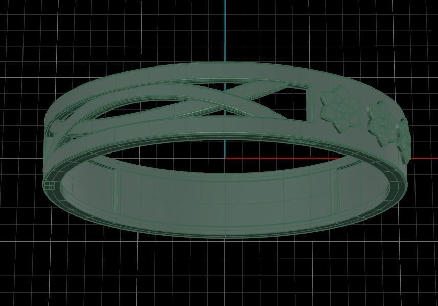 Golden Ring With Flowers Print 3D print model_8