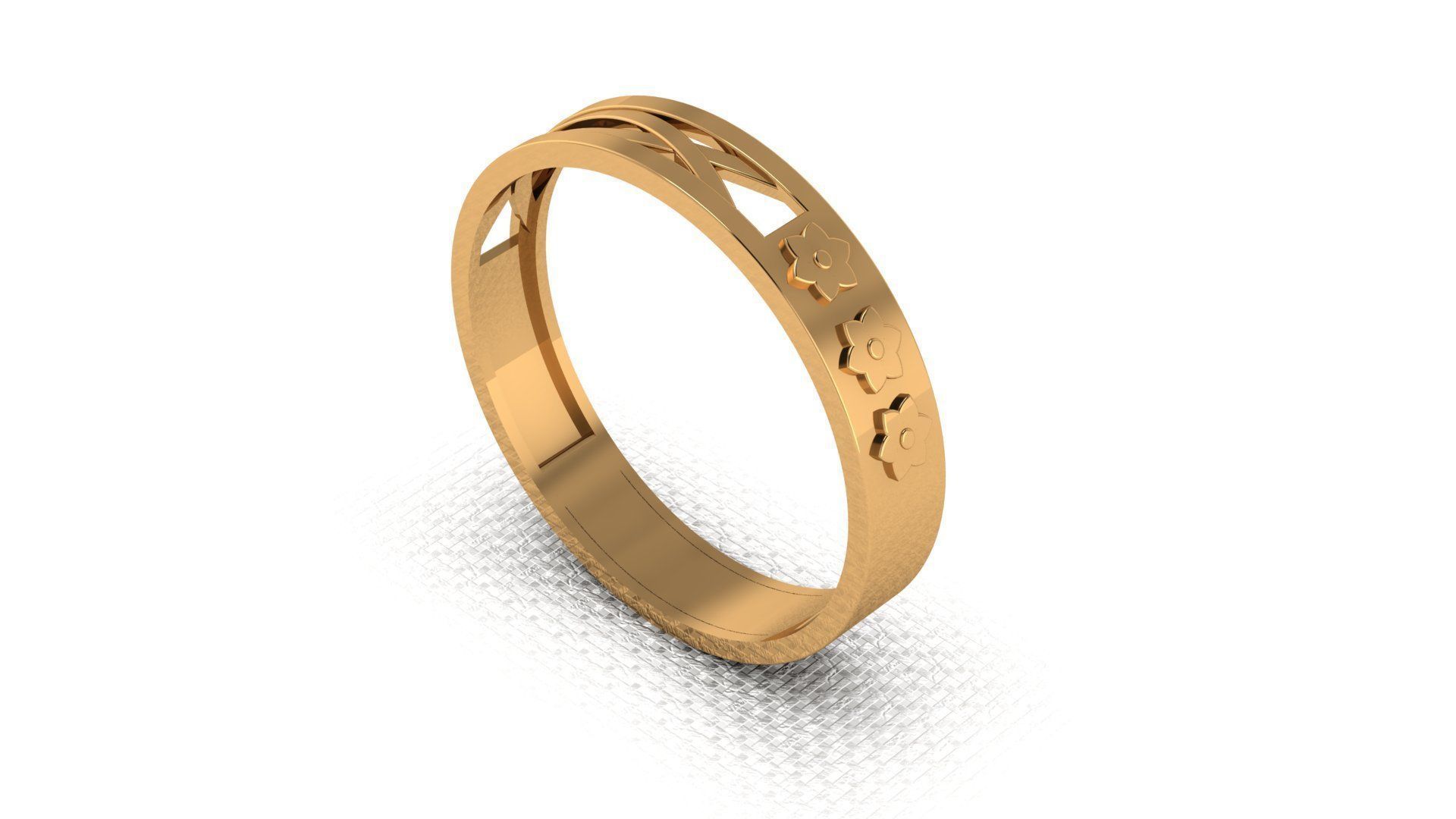 Golden Ring With Flowers Print 3D print model_2