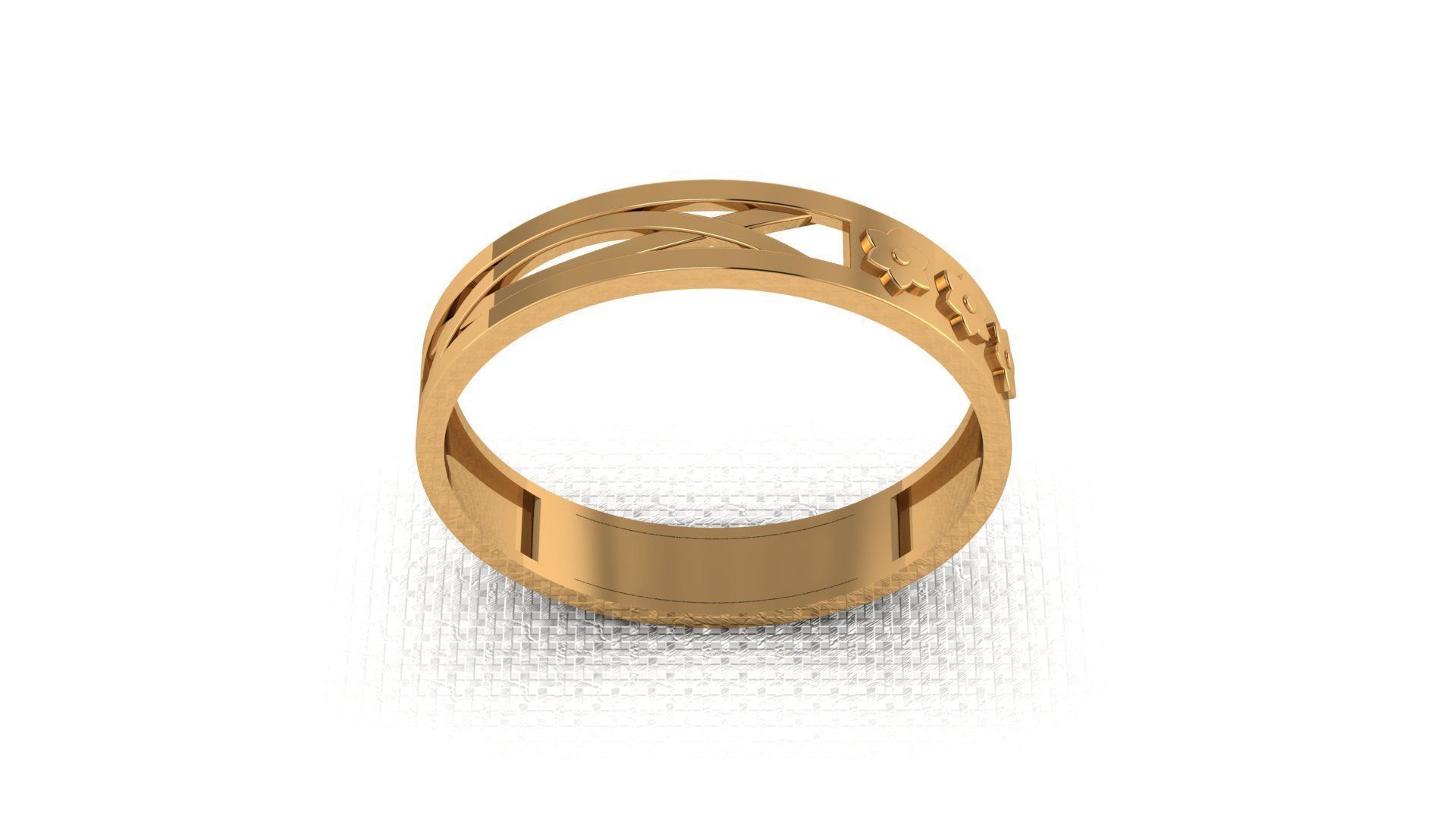 Golden Ring With Flowers Print 3D print model_1