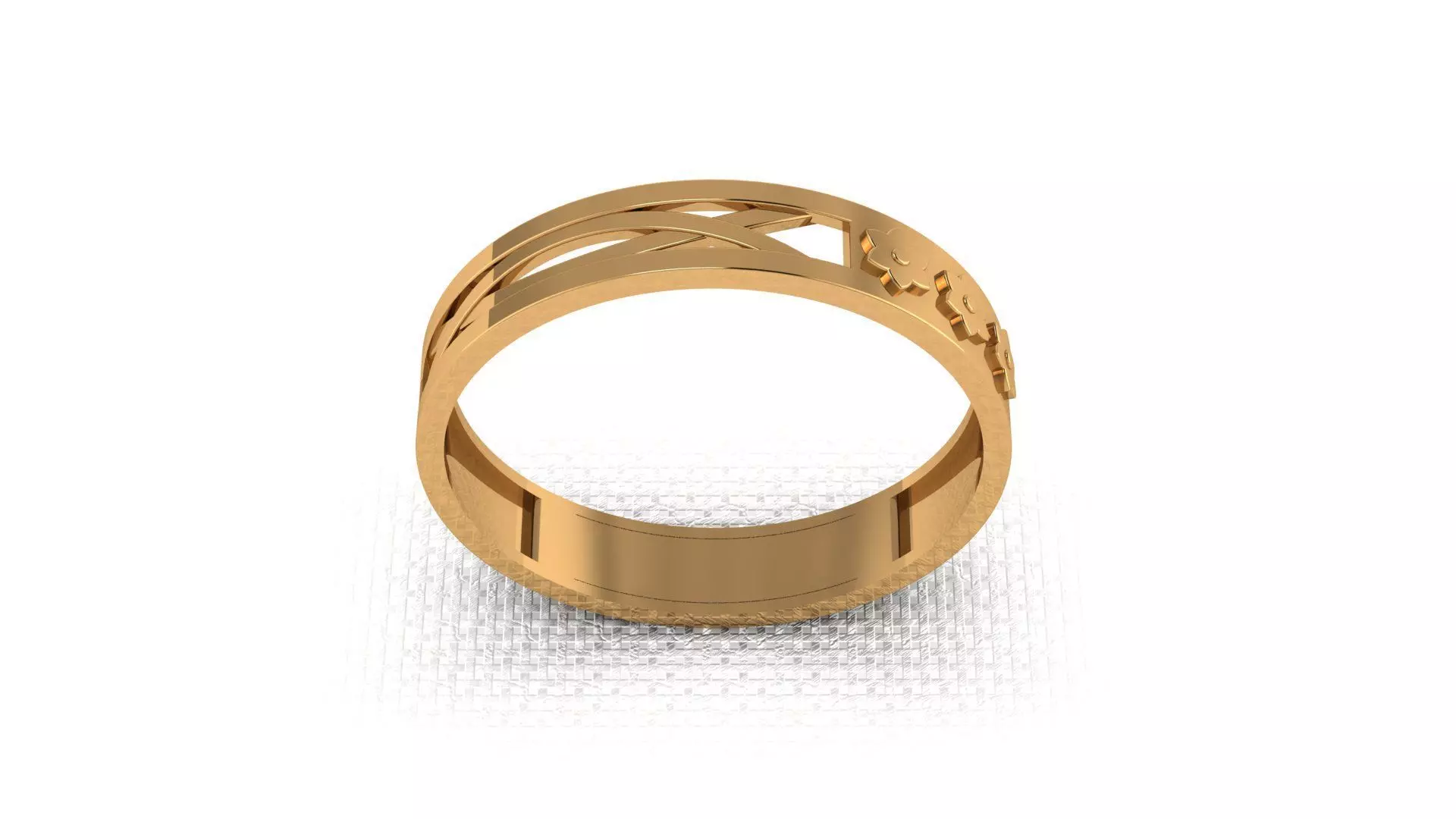 Golden Ring With Flowers Print 3D print model_0