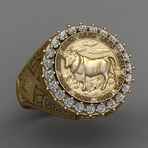 Zodiac sign Taurus  Ring   3d Print Model 3D print model