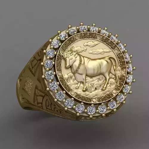 Zodiac sign Taurus  Ring   3d Print Model