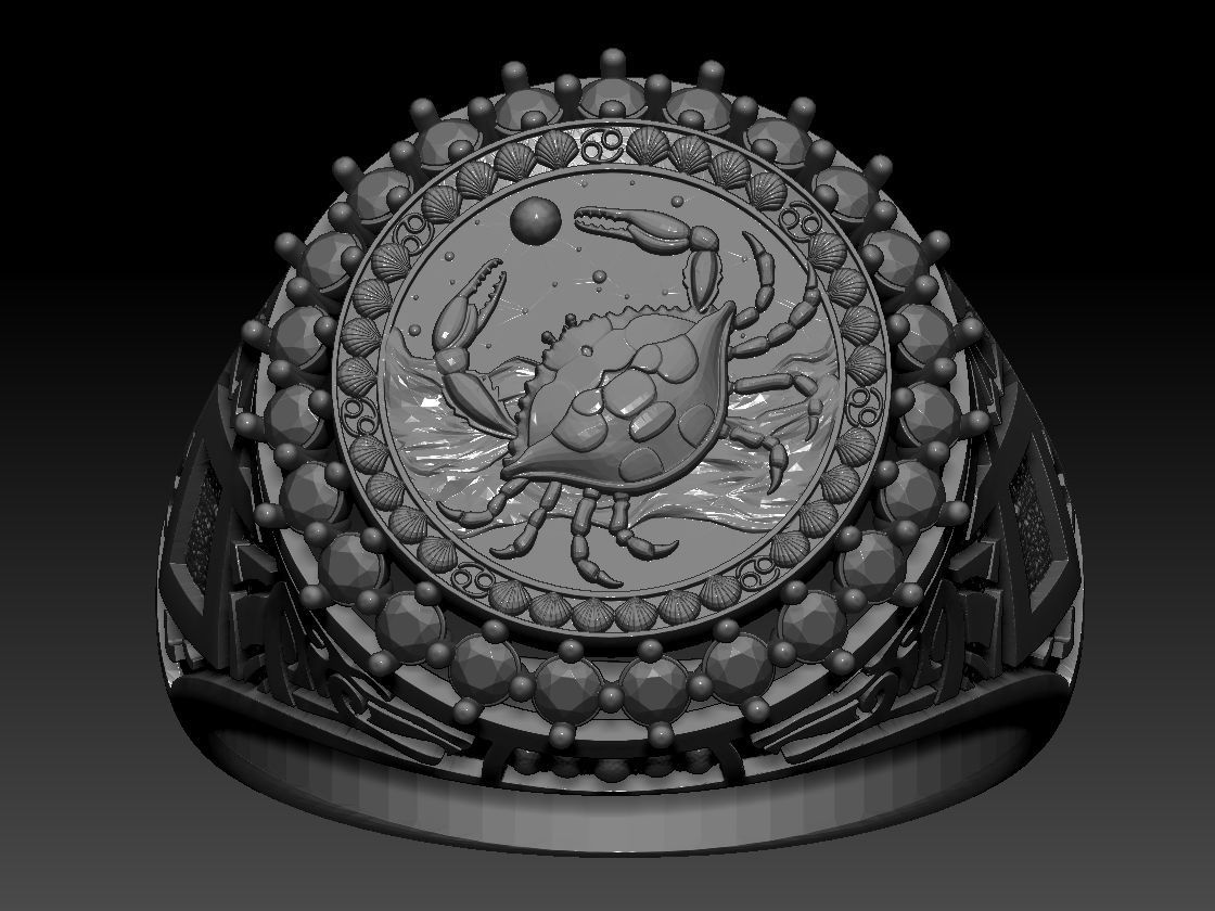 Zodiac sign Cancer Ring 3d Print Model 3D print model_2