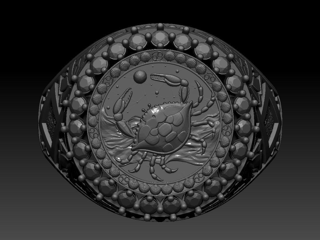 Zodiac sign Cancer Ring 3d Print Model 3D print model_1