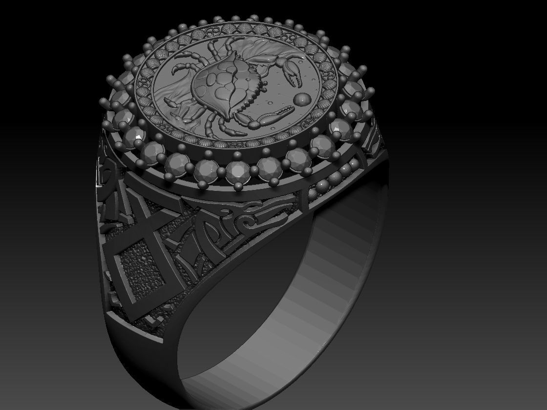Zodiac sign Cancer Ring 3d Print Model 3D print model_7