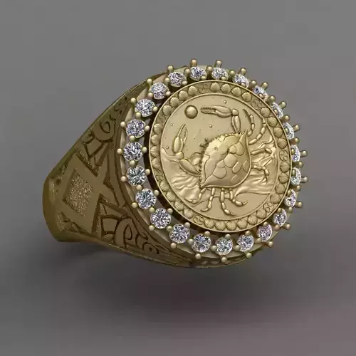 Zodiac sign Cancer  Ring  3d Print Model