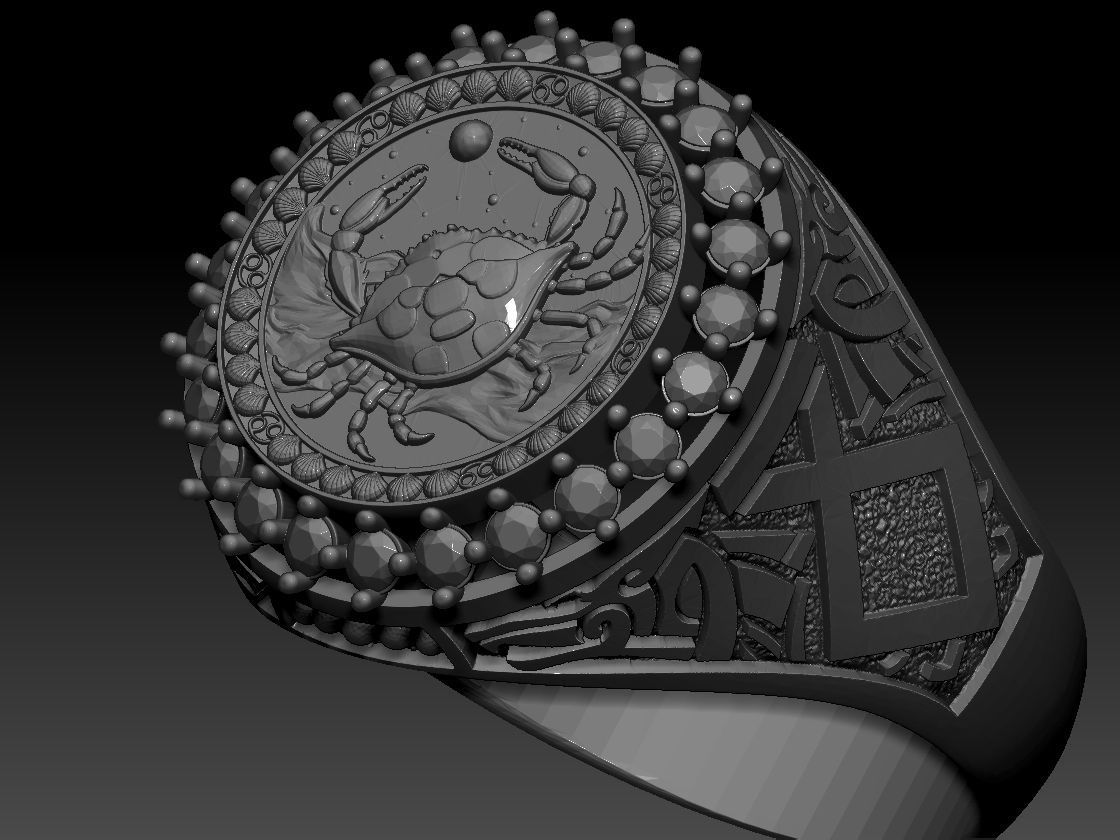 Zodiac sign Cancer Ring 3d Print Model 3D print model_10