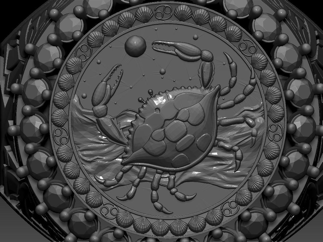 Zodiac sign Cancer Ring 3d Print Model 3D print model_3