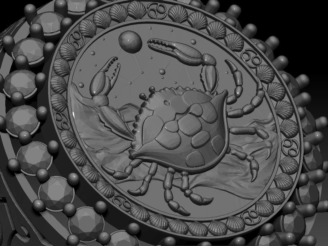 Zodiac sign Cancer Ring 3d Print Model 3D print model_4