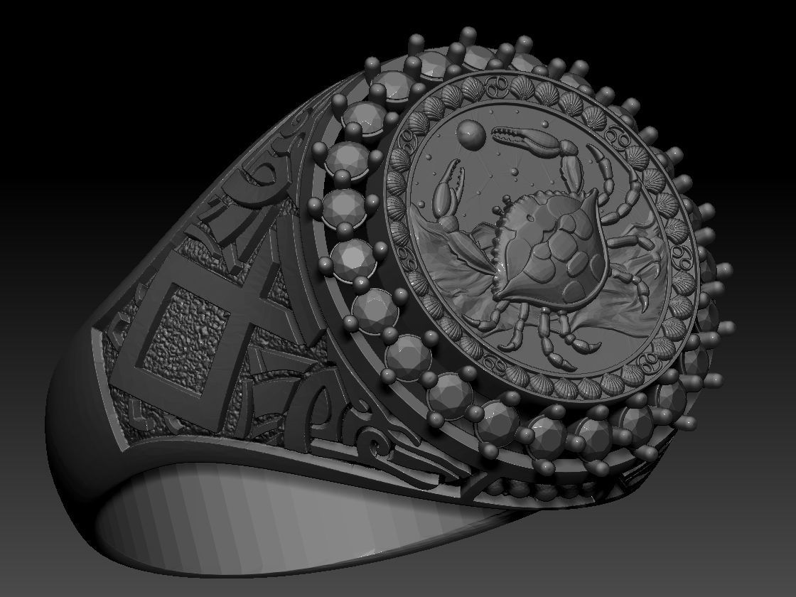 Zodiac sign Cancer Ring 3d Print Model 3D print model_8