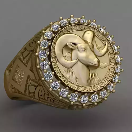 Zodiac sign Aries Ring 3d print Model