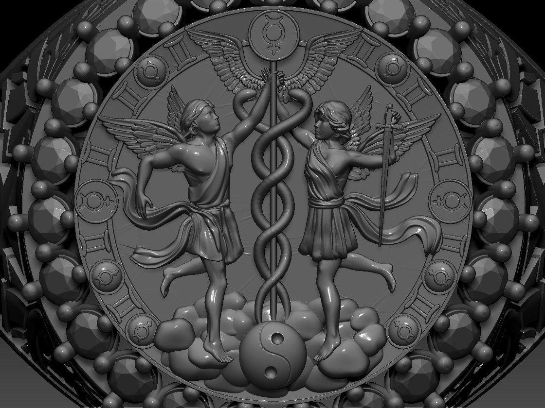 GEMINI ZODIAC ROUND RING 3d Print Model 3D print model_3