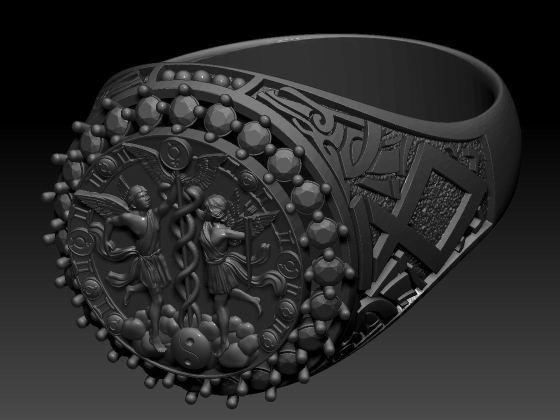 GEMINI ZODIAC ROUND RING 3d Print Model 3D print model_5