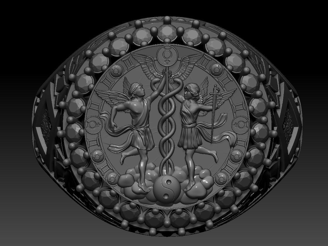 GEMINI ZODIAC ROUND RING 3d Print Model 3D print model_1