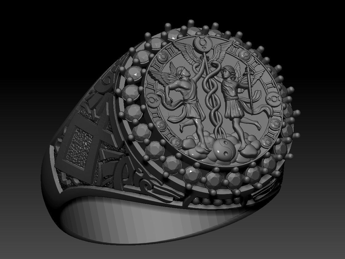 GEMINI ZODIAC ROUND RING 3d Print Model 3D print model_4