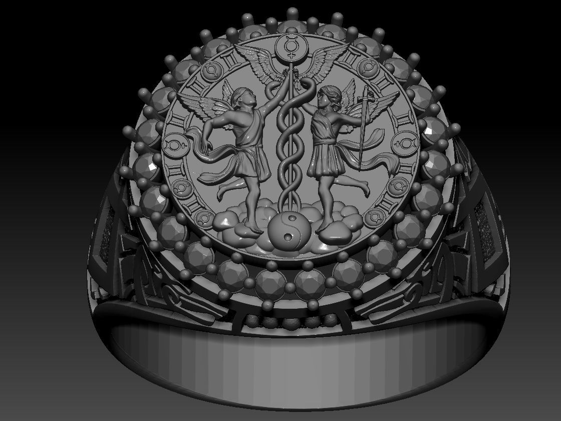 GEMINI ZODIAC ROUND RING 3d Print Model 3D print model_6