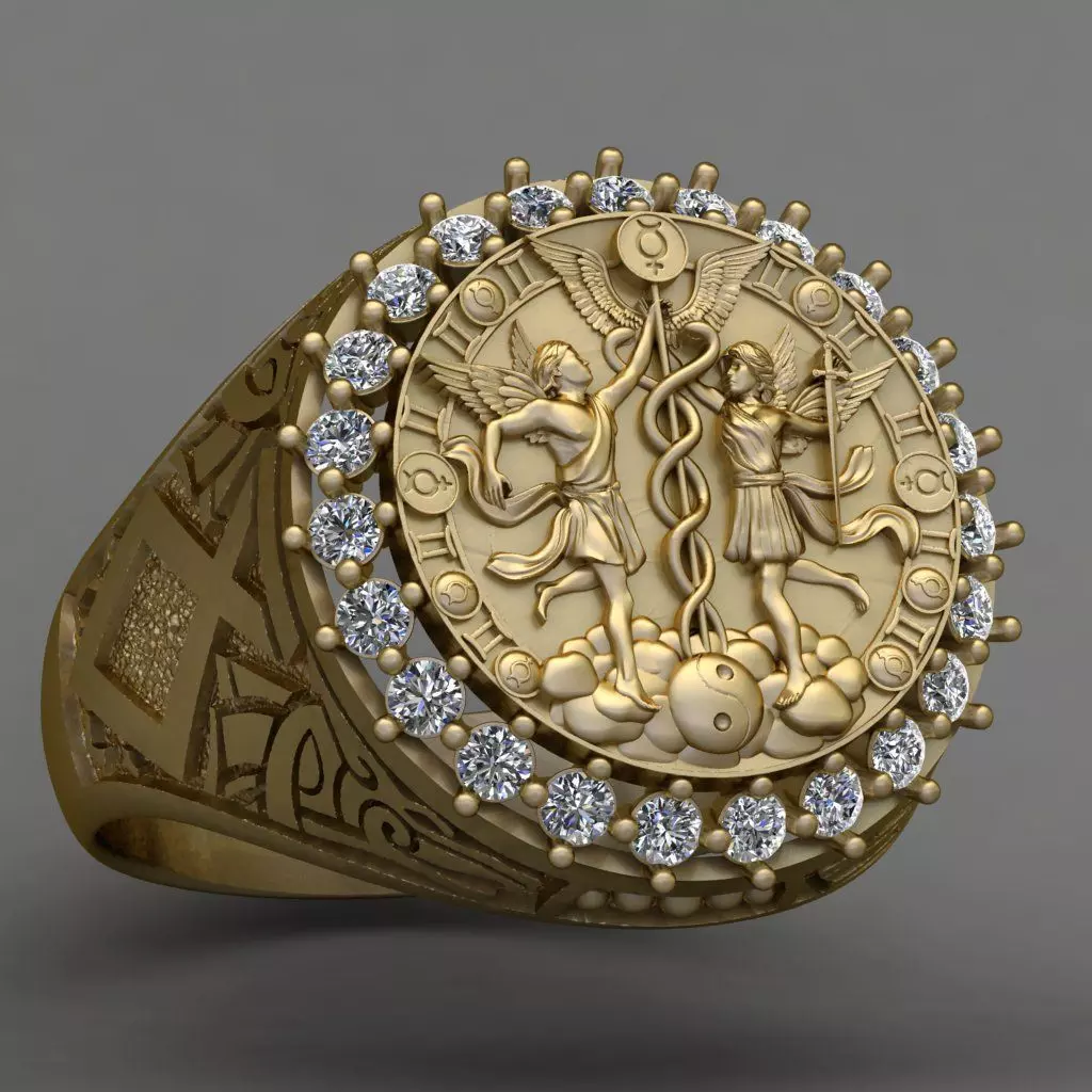 GEMINI ZODIAC ROUND RING 3d Print Model 3D print model_0