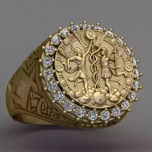 GEMINI ZODIAC ROUND RING 3d Print Model