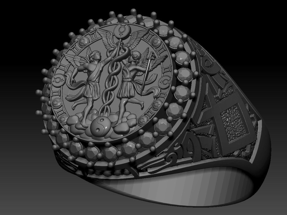 GEMINI ZODIAC ROUND RING 3d Print Model 3D print model_2