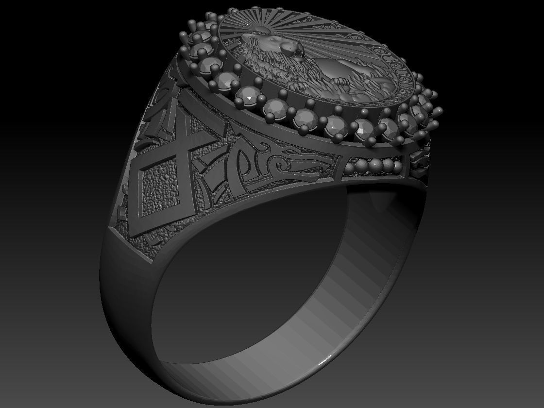 Zodiac sign Lion Ring 3d Print Model 3D print model_4