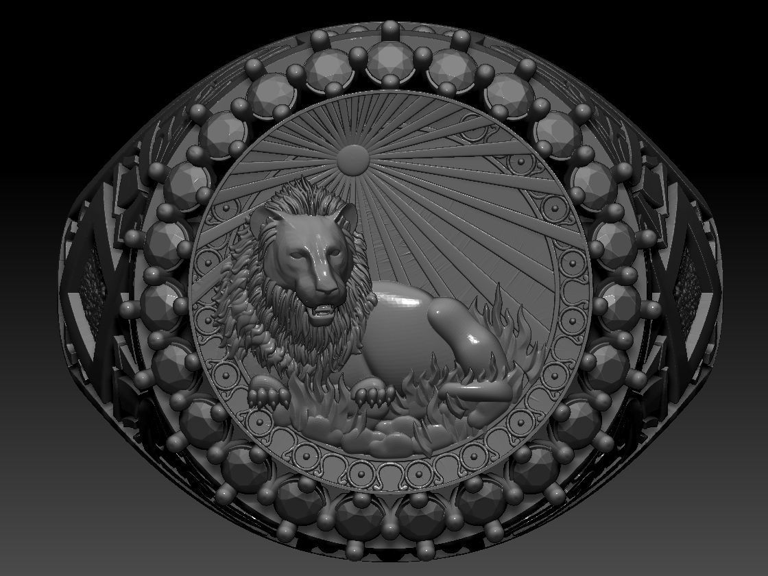 Zodiac sign Lion Ring 3d Print Model 3D print model_6