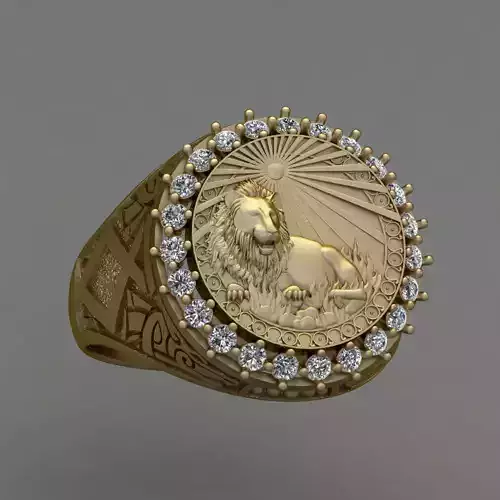 Zodiac sign Lion Ring 3d Print Model