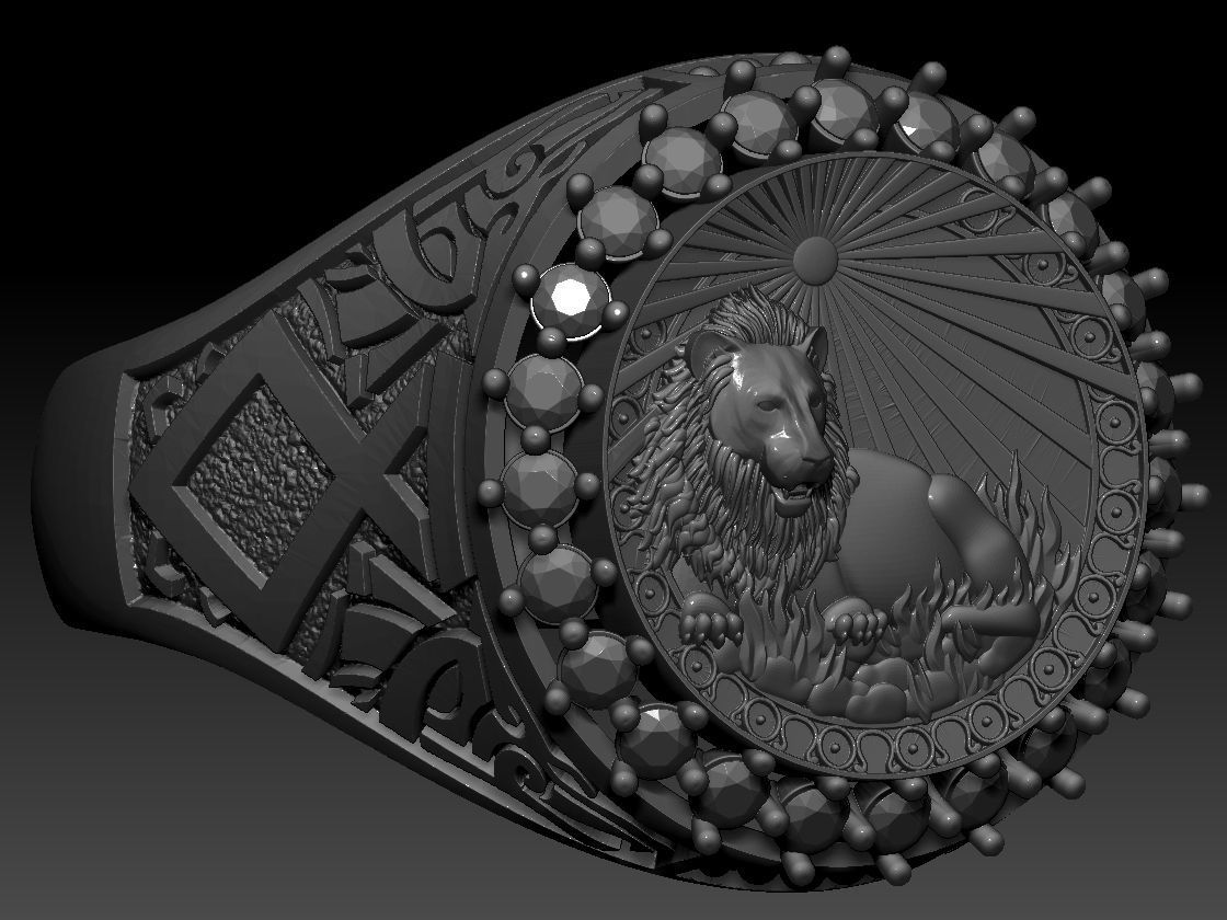 Zodiac sign Lion Ring 3d Print Model 3D print model_2