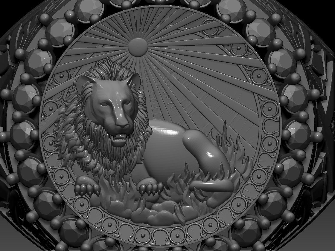 Zodiac sign Lion Ring 3d Print Model 3D print model_1