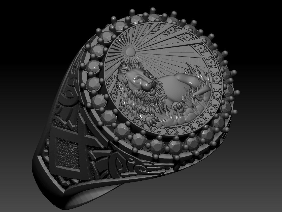 Zodiac sign Lion Ring 3d Print Model 3D print model_9