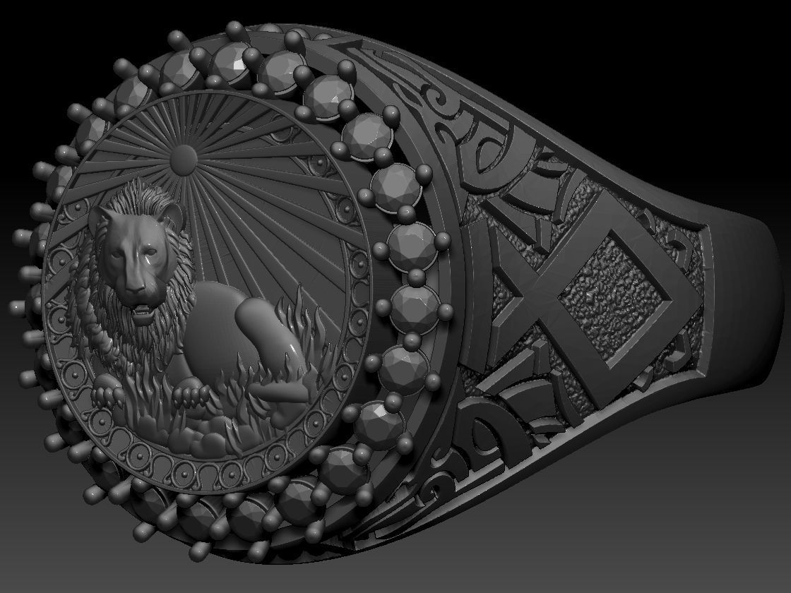 Zodiac sign Lion Ring 3d Print Model 3D print model_7