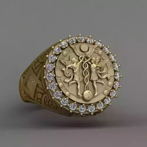 GEMINI ZODIAC ROUND RING 3d Print Model 3D print model