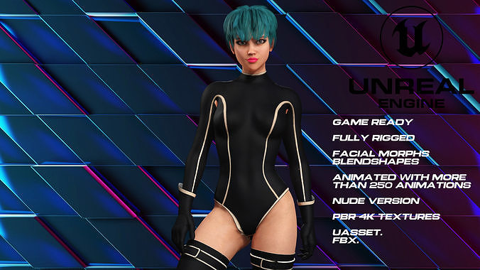 scifi girl full rigged - game ready - animated Low-poly 3D model